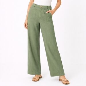 Maeve by Anthropologie “The Colette” Wide-Leg Pants Size 32 Olive Green